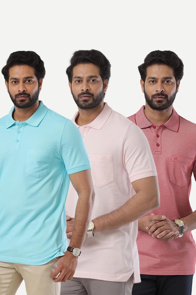 Golf Polo - Collar T-Shirts Pack Of 3 Combo For Men | Ariser