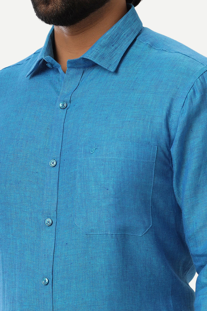 Linen Rise - Blue Formal Shirts for Mens | Uathayam