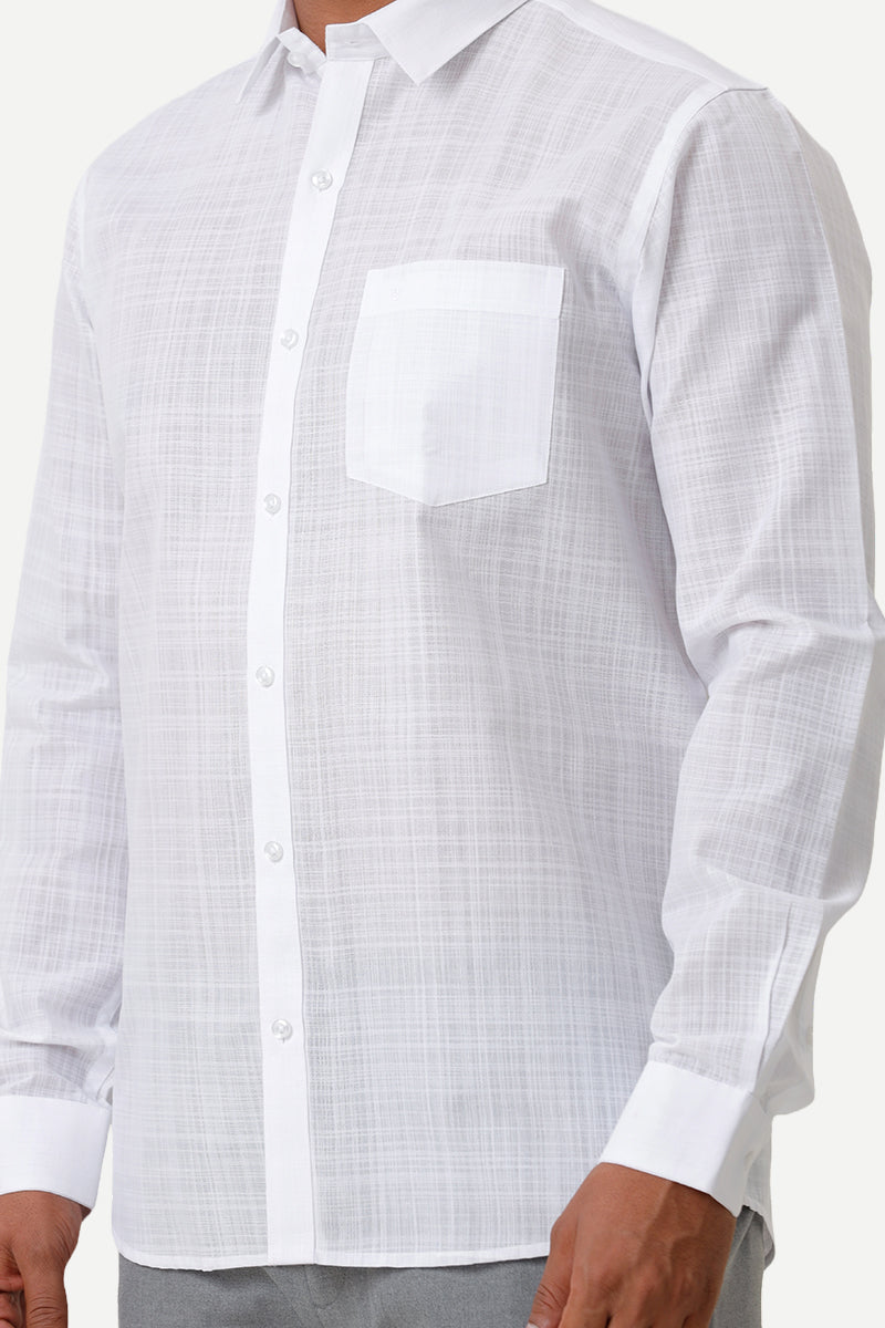 Veto - Cotton Rich blend Slub White Shirt For Men | Uathayam