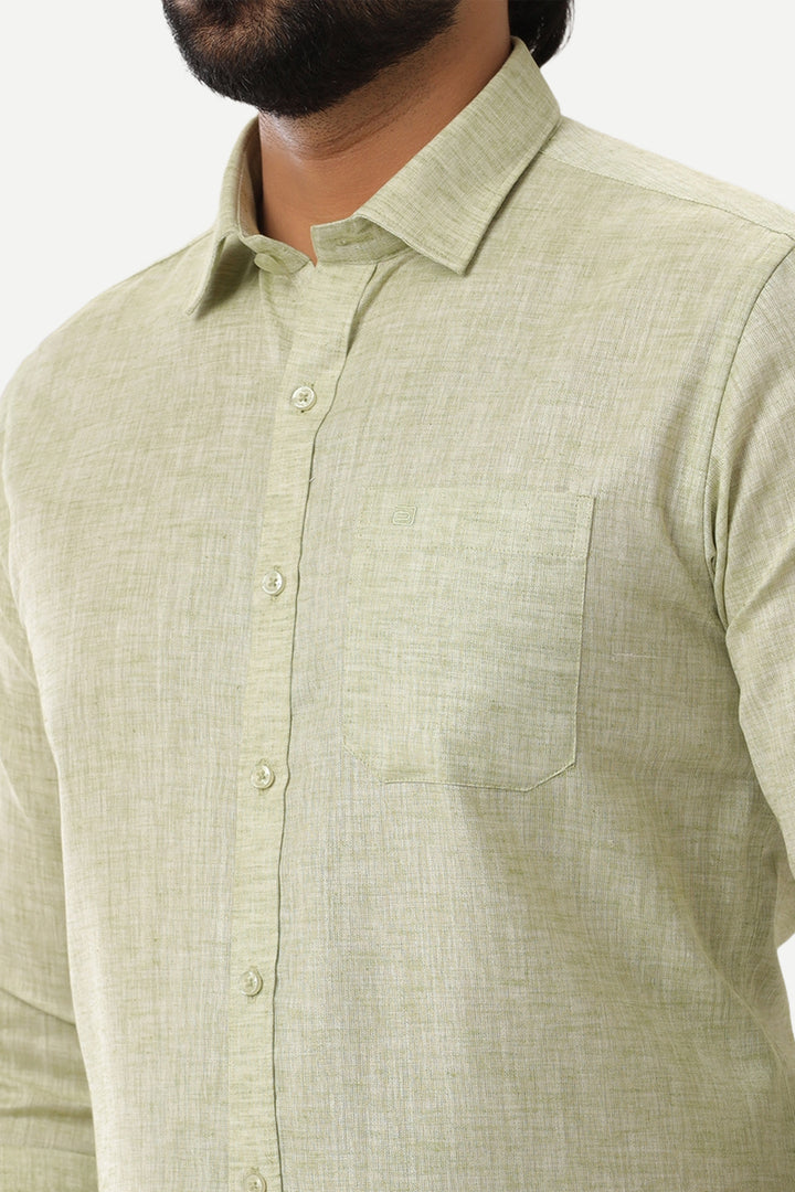 Linen Feel - Green Formal Shirts For Men | Ariser