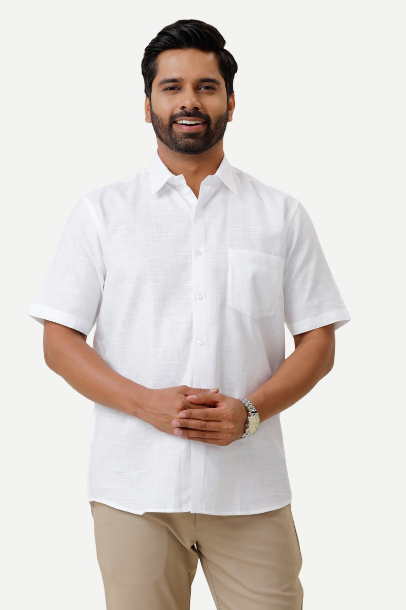 Victor - 100% Cotton Formal Dobby White Shirt For Men | Uathayam