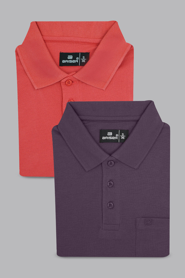 Salmon Peach Plum Wine polo combo