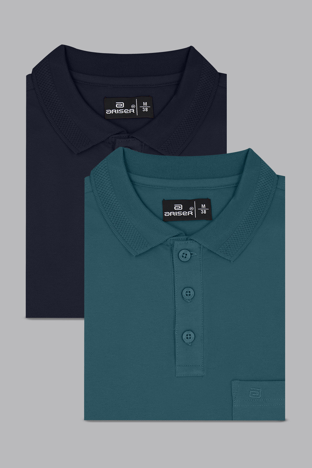 Lycra Polo - Midnight Navy Blue and Deep Teal Green T-Shirts Pack Of 2 Combo For Men | Ariser