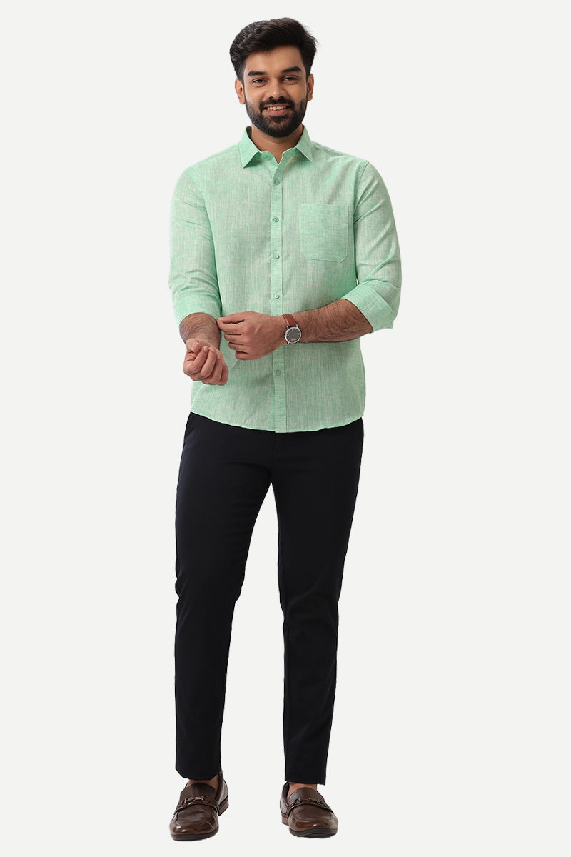 Linen Feel - Green Formal Shirts For Men | Ariser