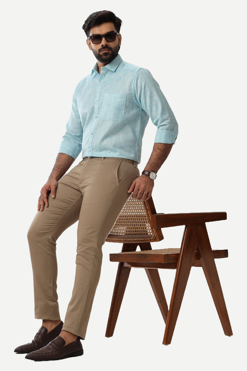 Linen Feel - Sky Blue Formal Shirts For Men | Ariser