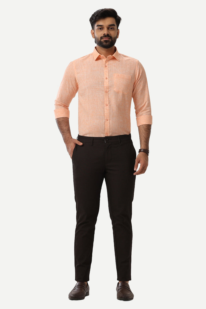 Linen Feel - Light Orange Formal Shirts For Men | Ariser