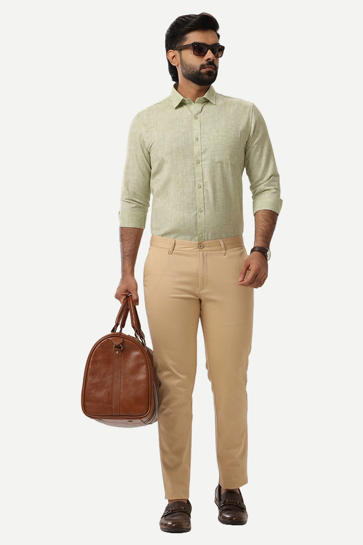 Linen Feel - Green Formal Shirts For Men | Ariser