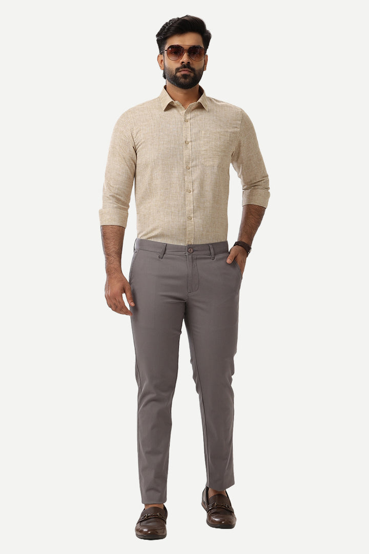 Linen Feel - Olive Sandal Formal Shirts For Men | Ariser