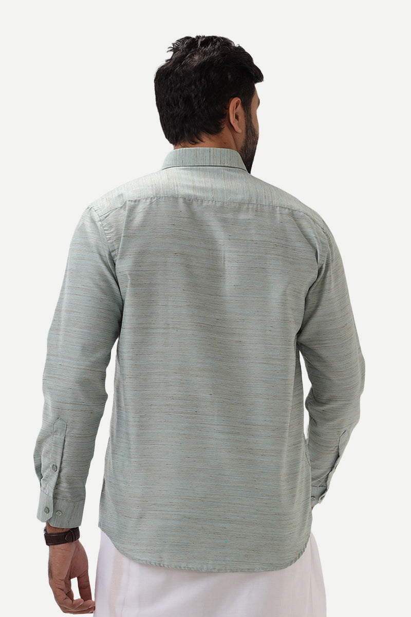 Swaraj - Grayish Blue Silk Shirts For Men | Uathayam