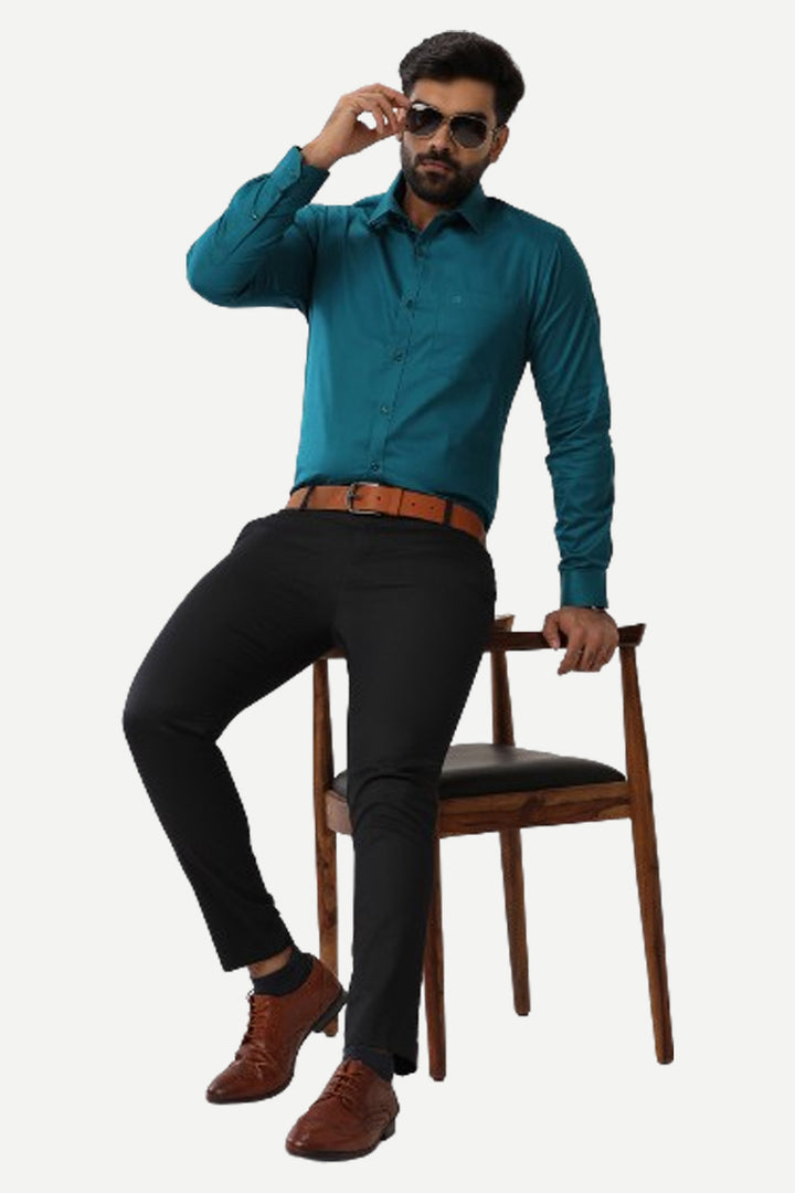 Monti - Peacock Blue Formal Shirts for Men | Ariser