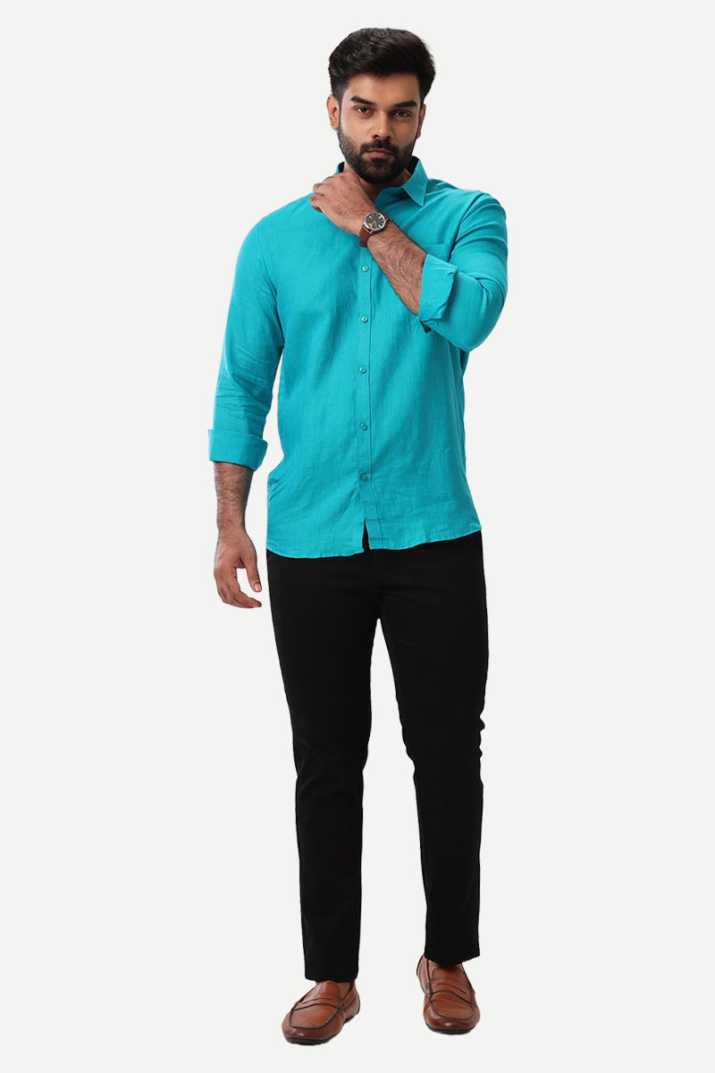 Linen Rise - Ramar Blue Formal Shirts for Mens | Uathayam