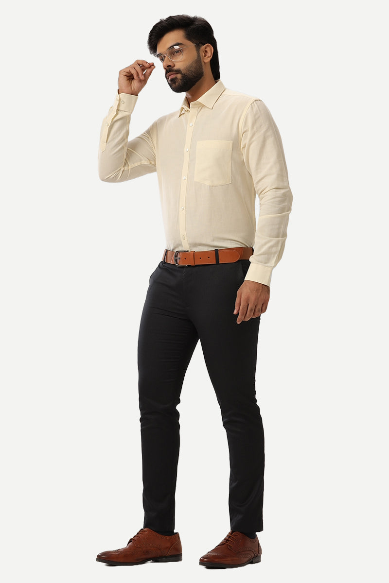 Monti - Cream Yellow Formal Shirts for Men | Ariser