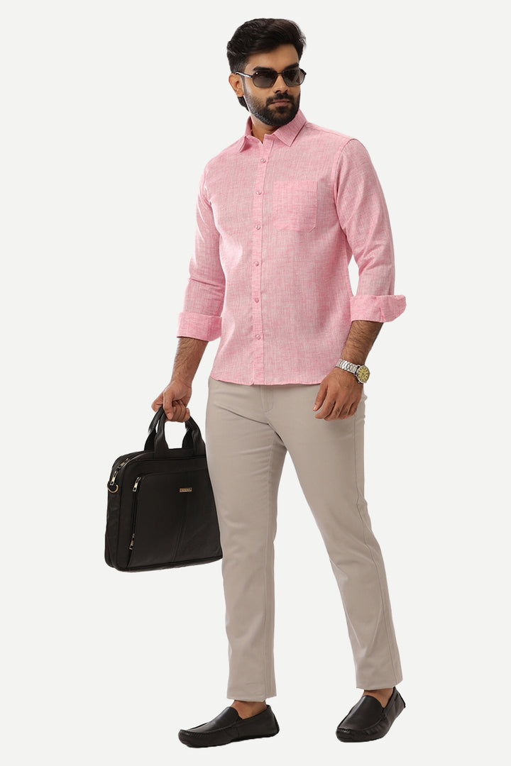 Linen Feel - Pink Formal Shirts For Men | Ariser