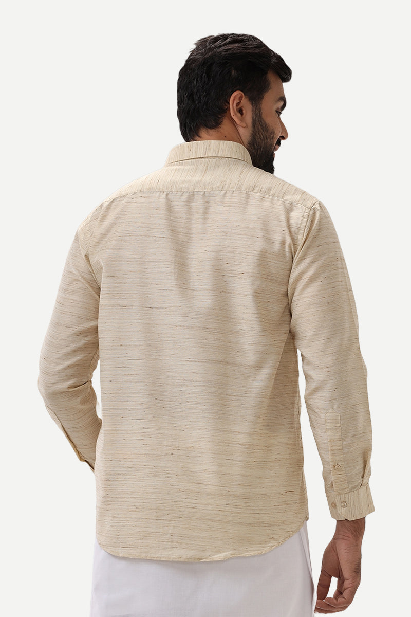 Swaraj - Light Sandal Silk Shirts For Men | Uathayam