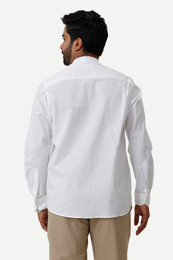 Magnum - 100% Cotton Chinese Mandarin collar White Shirt For Men | Uathayam