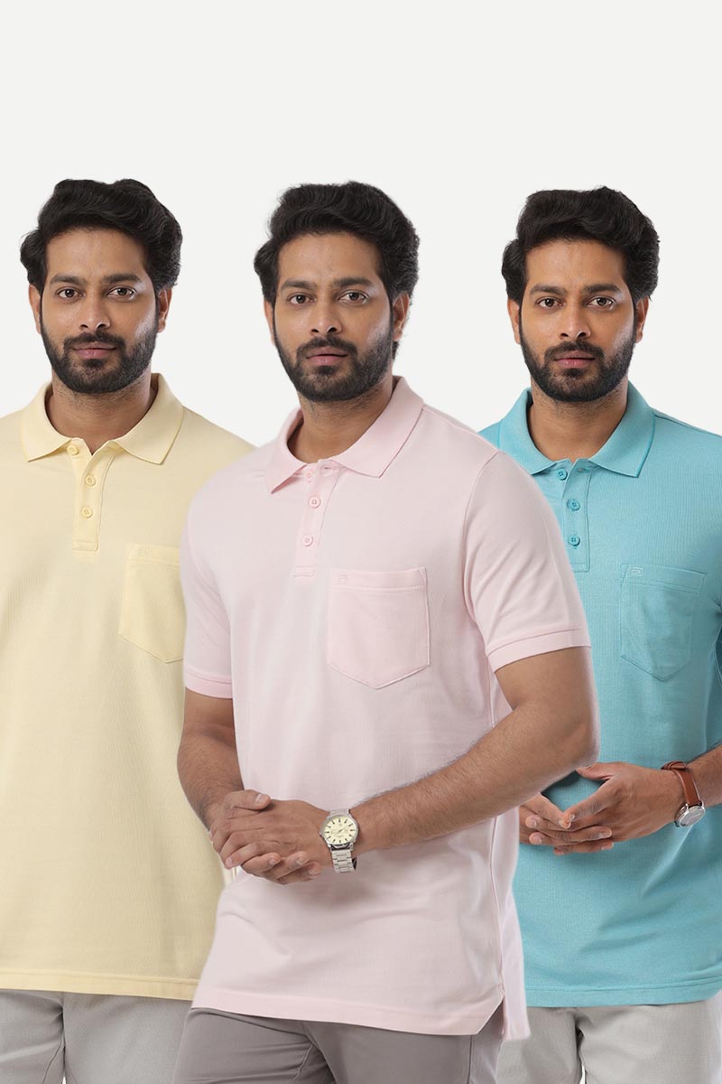 Golf Polo - Collar T-Shirts Pack Of 3 Combo For Men | Ariser