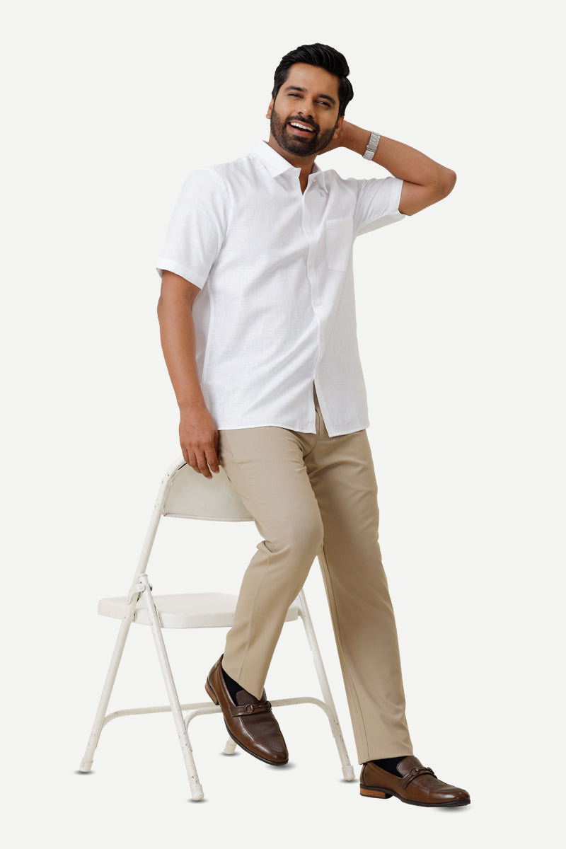 Victor - 100% Cotton Formal Dobby White Shirt For Men | Uathayam