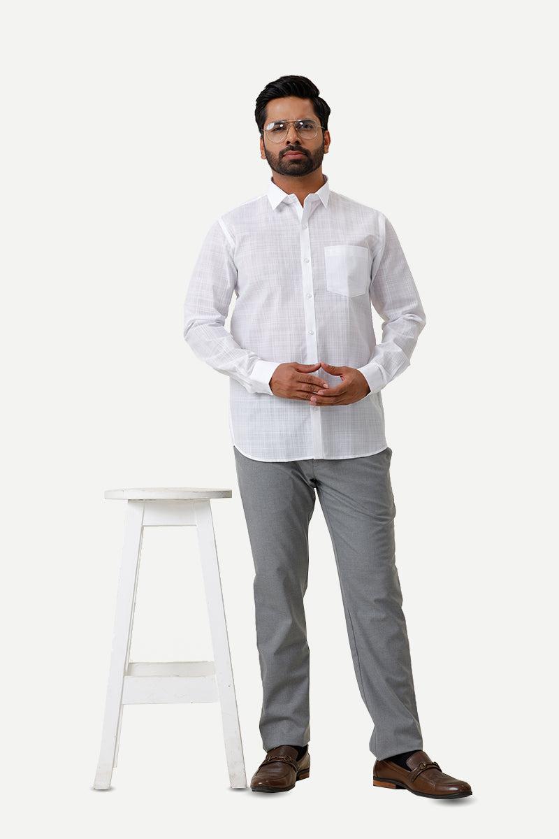 Veto - Cotton Rich blend Slub White Shirt For Men | Uathayam