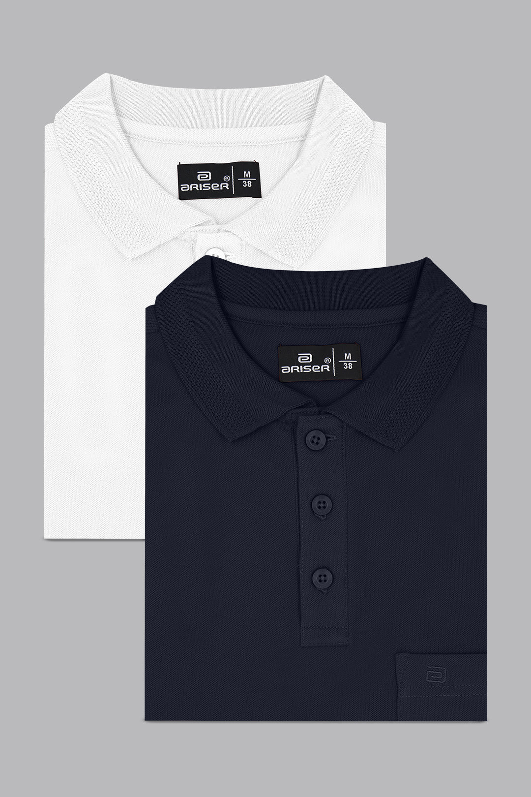 Lycra Polo - Crisp White and Midnight Navy Blue T-Shirts Pack Of 2 Combo For Men | Ariser