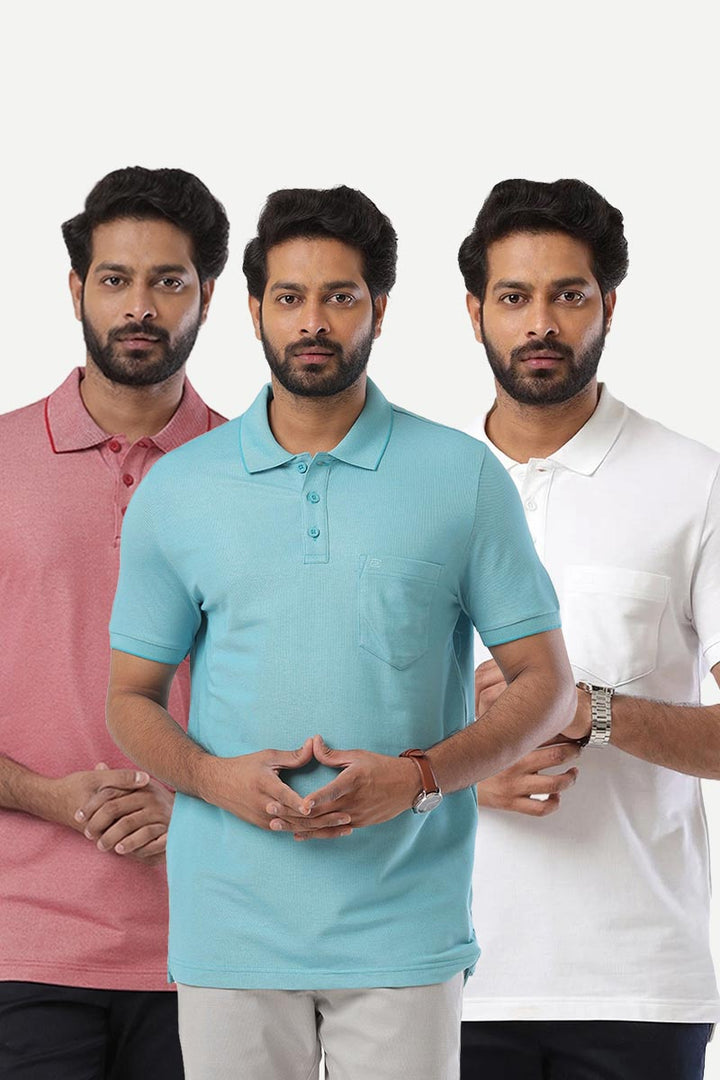 Golf Polo - Collar T-Shirts Pack Of 3 Combo For Men | Ariser