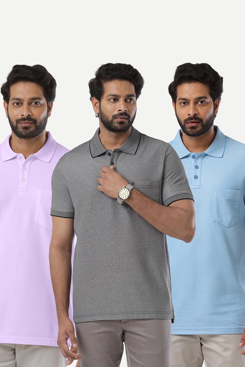 Golf Polo - Collar T-Shirts Pack Of 3 Combo For Men | Ariser