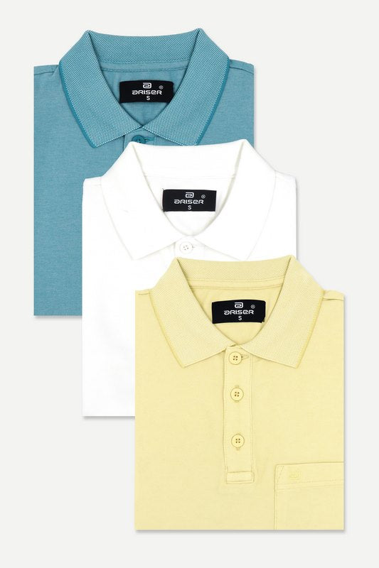 Golf Polo - Collar T-Shirts Pack Of 3 Combo For Men | Ariser