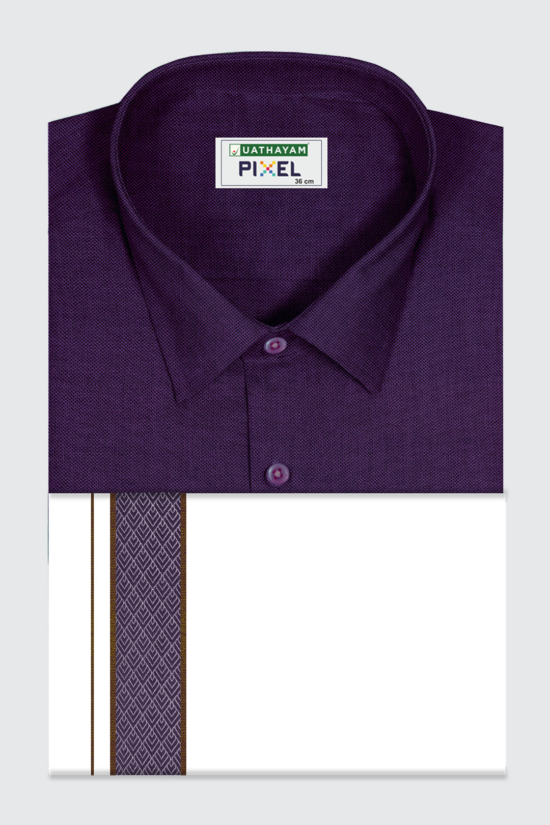 Pixel Grand dark violet matching shirt dhoti set for men