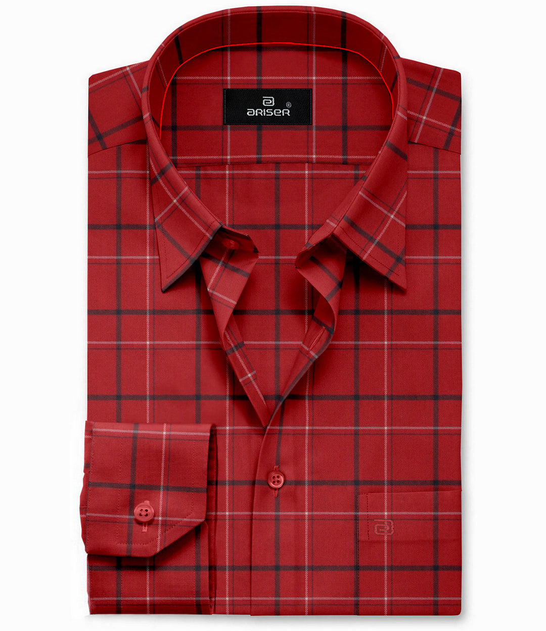 red and black check shirt