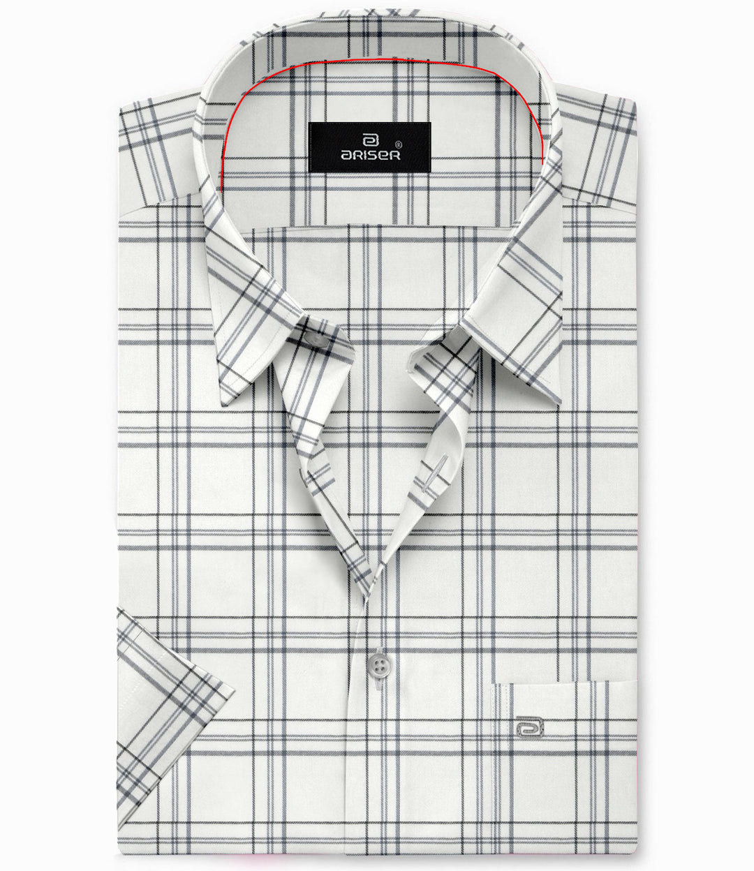 ARISER Vegas Off white with Black Cotton Blend Solid Smart Fit Checked Shirts For Men - VE10223