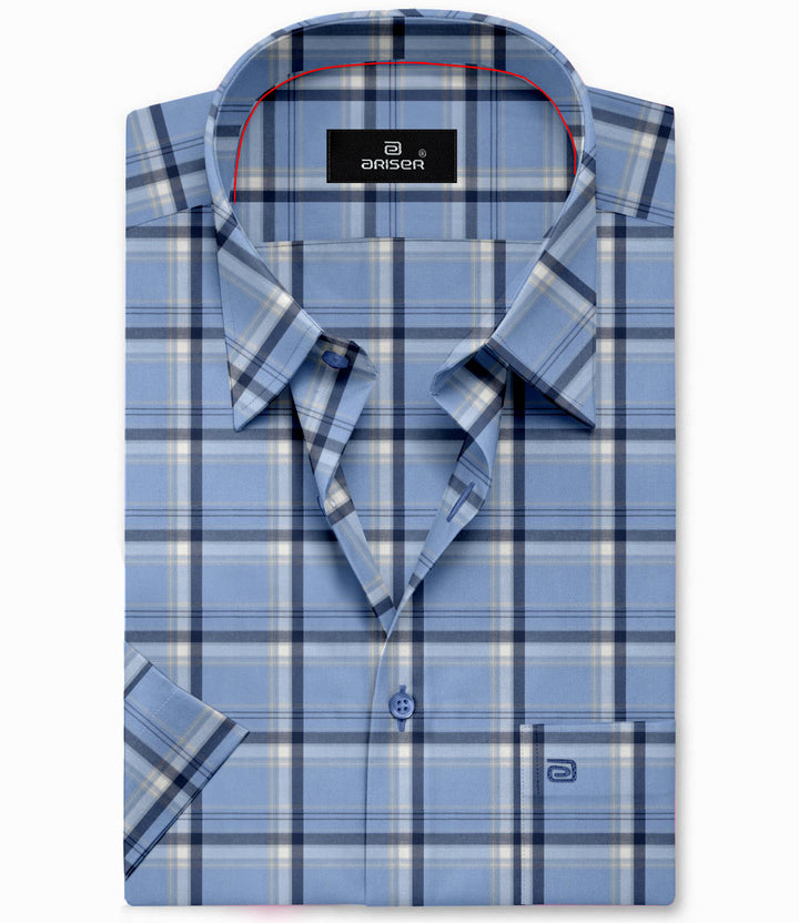 ARISER Vegas Cotton Blend Solid Slim Fit Checked Shirts For Men (Pack of 1) - VE10233