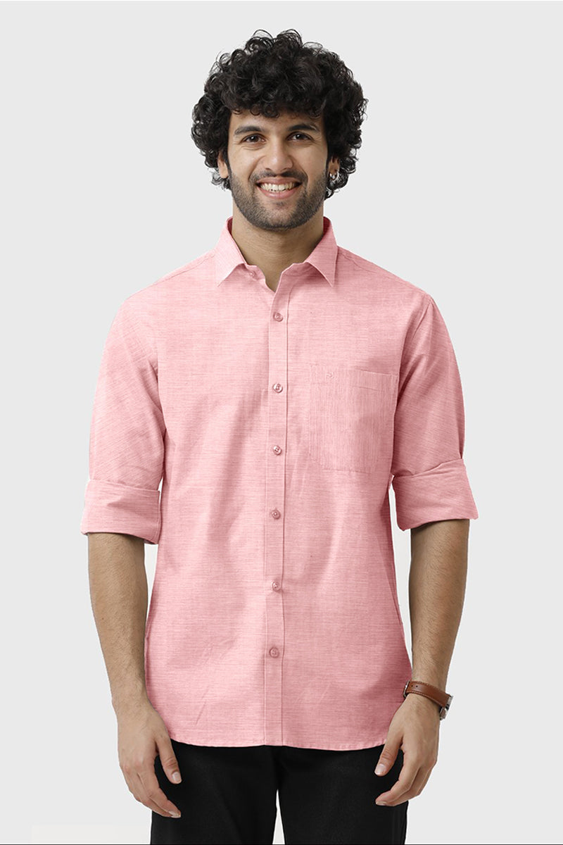 ARISER Tuscany Pastel Pink Cotton Rich Solid Formal Full Sleeve Slim Fit Shirt for Men (Pack of 1)