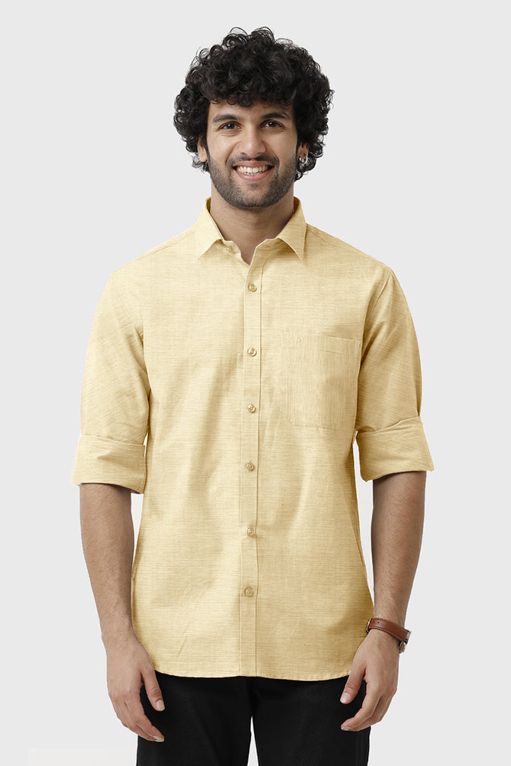 Tuscany - Butter Yellow Formal Shirts for Men | Ariser