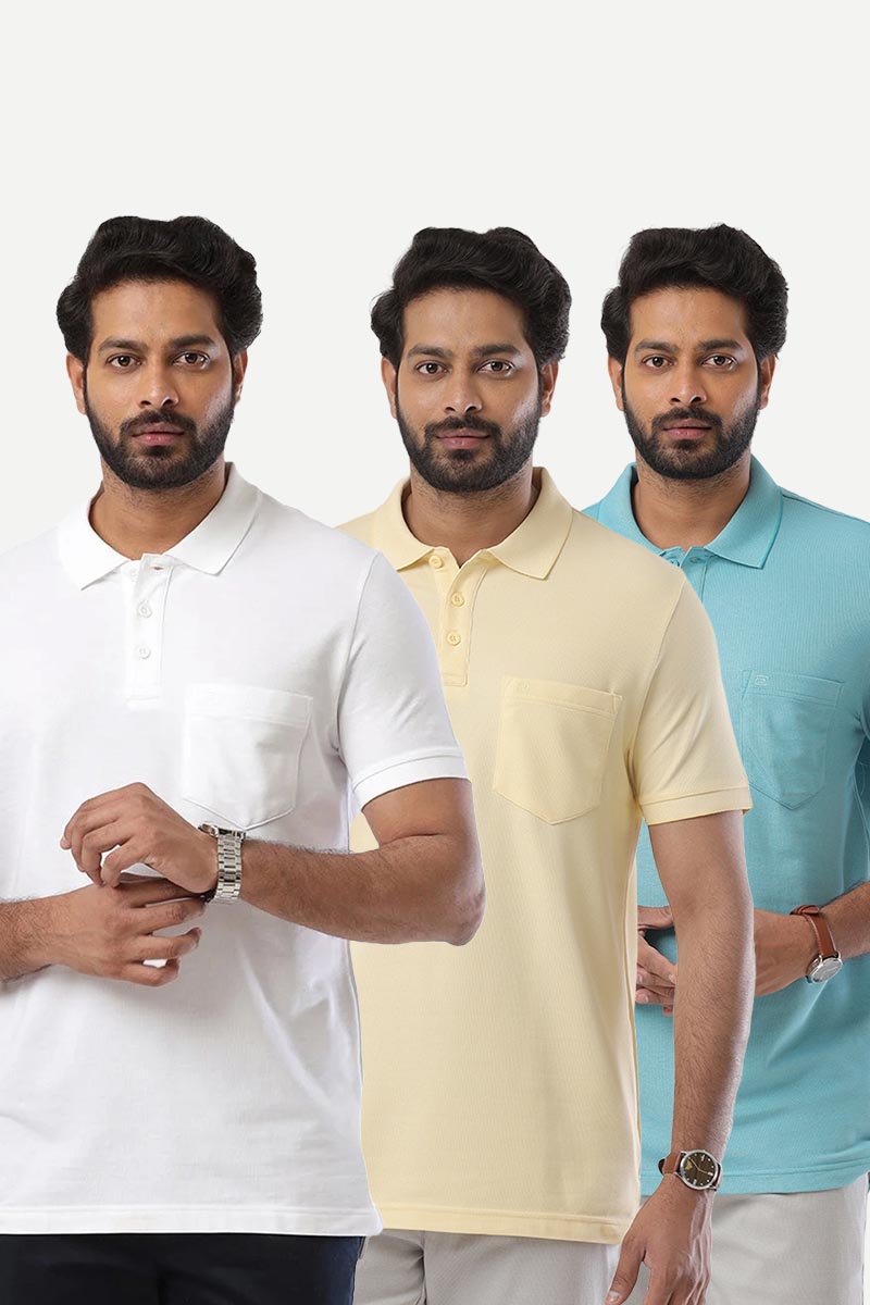 Golf Polo - Collar T-Shirts Pack Of 3 Combo For Men | Ariser