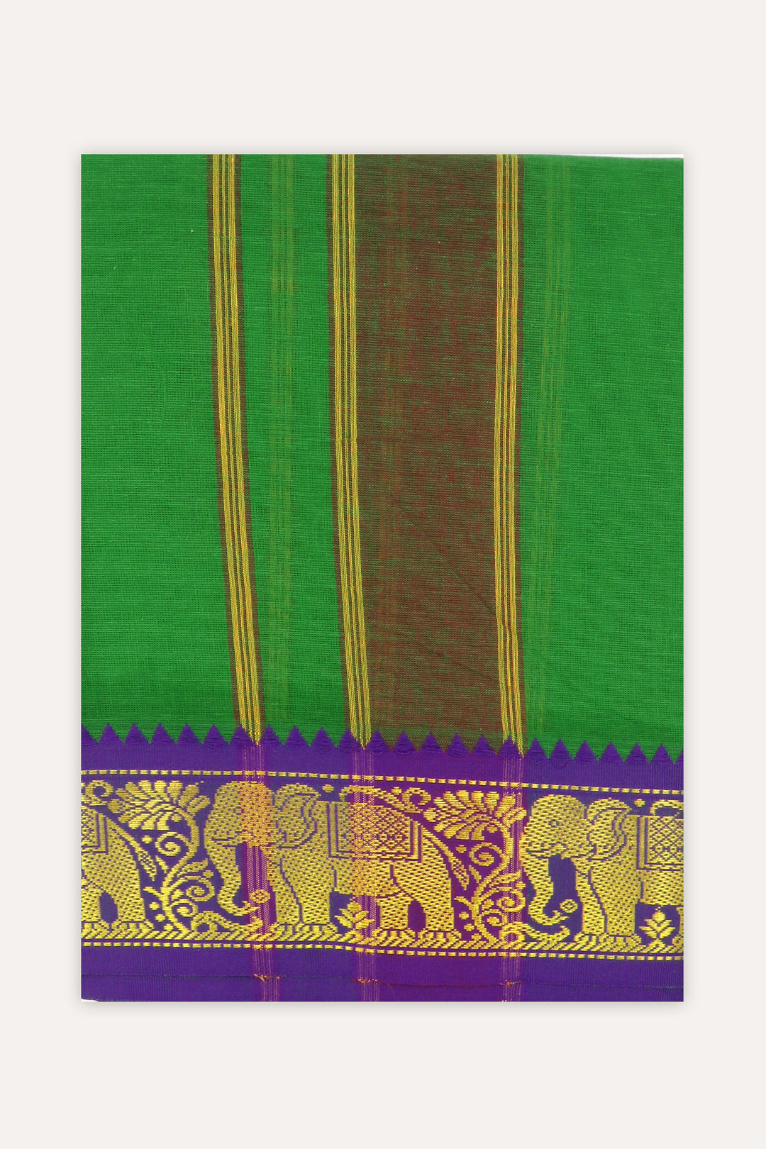 UATHAYAM Parasuram Green Cotton Devotional Panchakacham Attractive Small Border Dhotis For Mens (Unstitched)