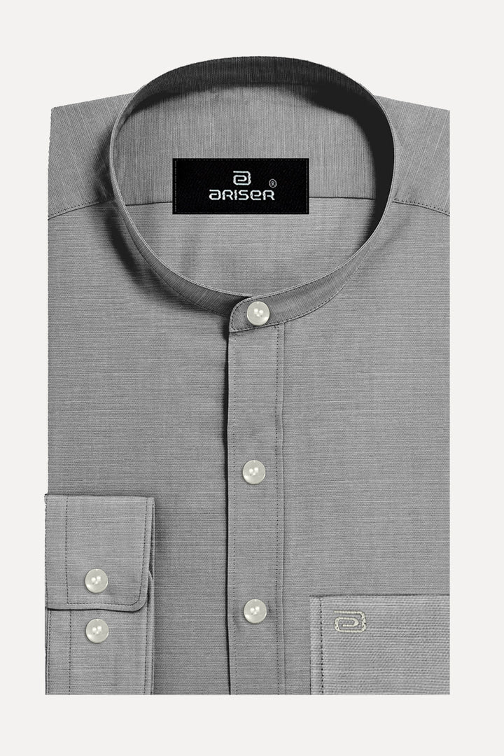 Ariser NEO 100% Cotton Manderin Collar Slim Fit Formal Shirt For Men ( Grey - 11807 )