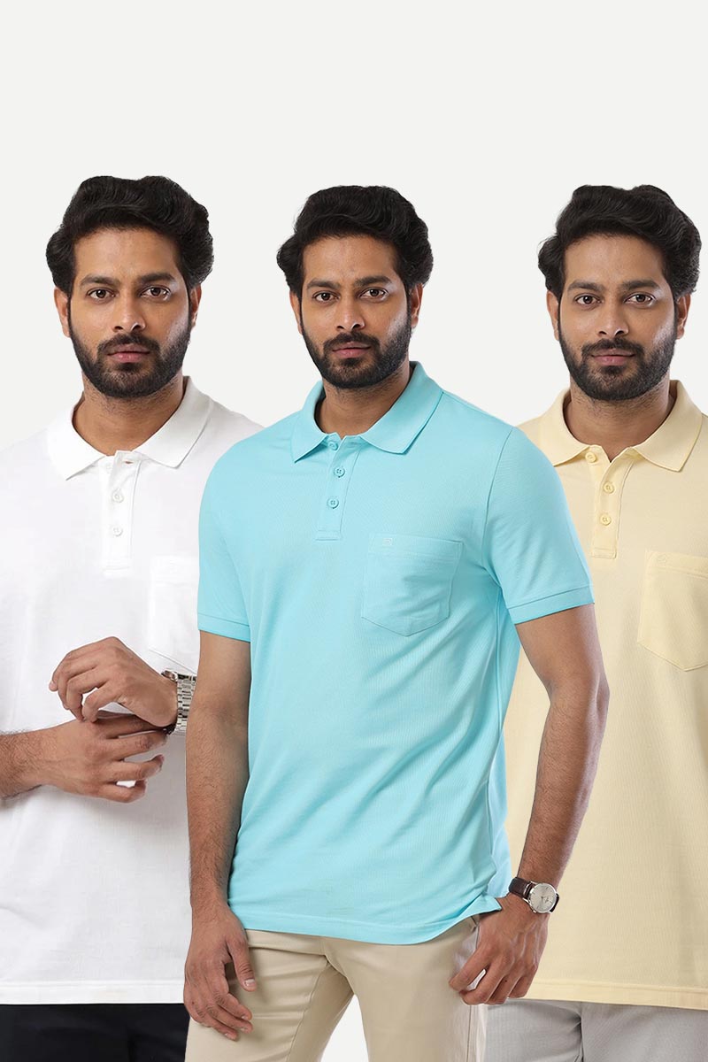 Golf Polo - Collar T-Shirts Pack Of 3 Combo For Men | Ariser