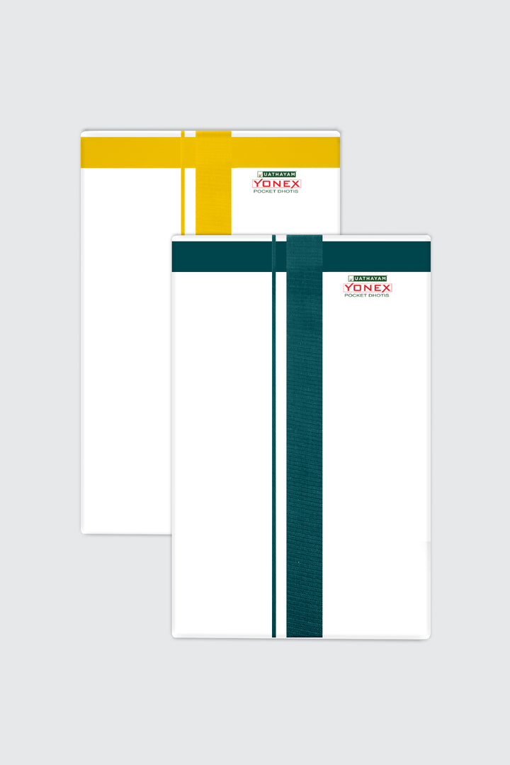 Thai Thirunal - Single Adjustable Assorted Border Dhoti 2 in 1 Combo For Men | Uathayam
