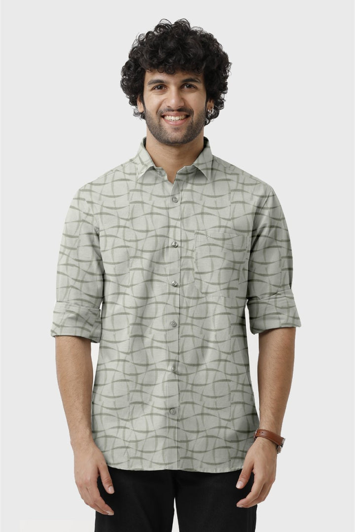 Vudu - Light Green Printed Shirts For Men | Ariser