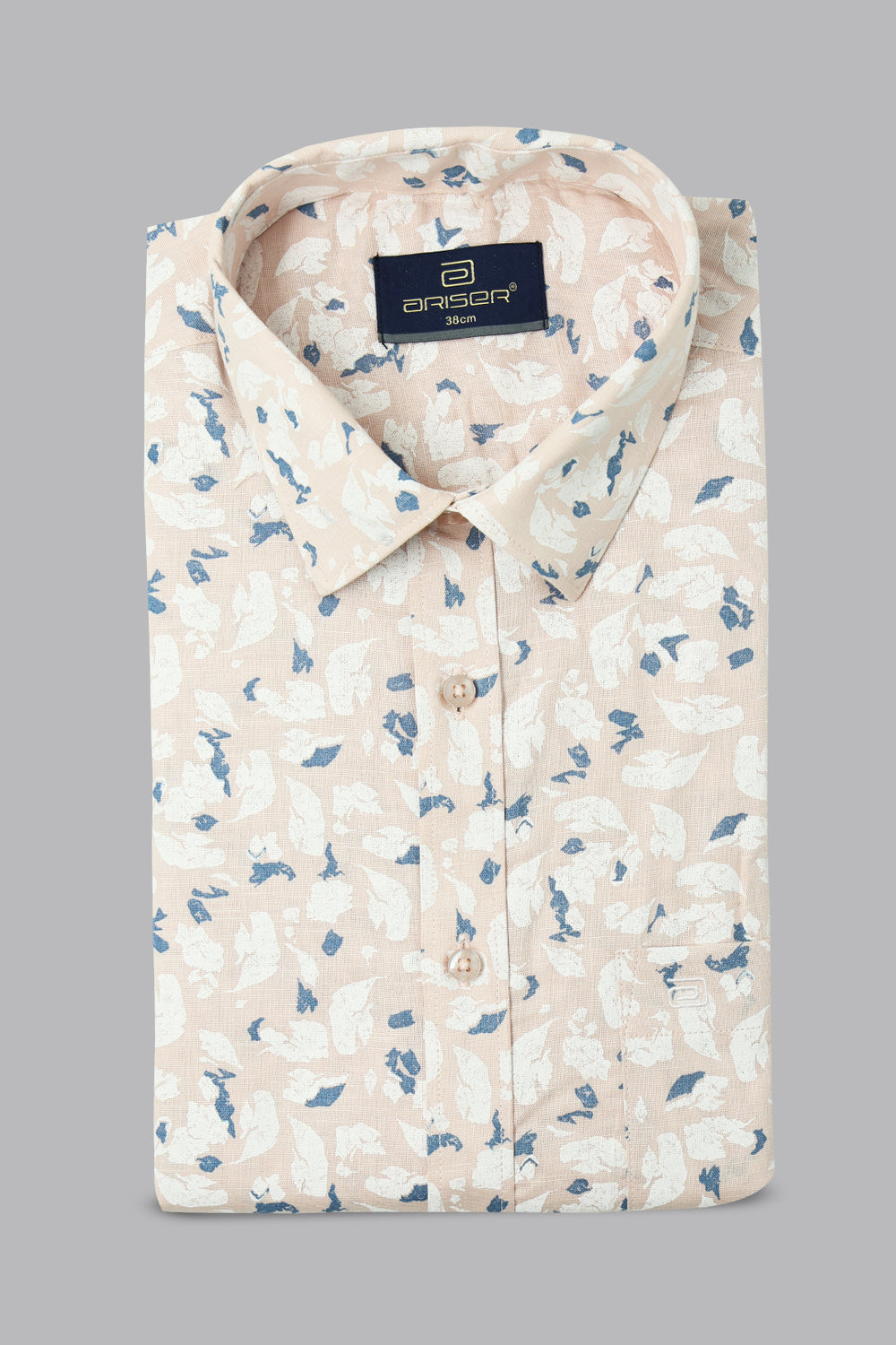 Floral patterned shirt on a gray background