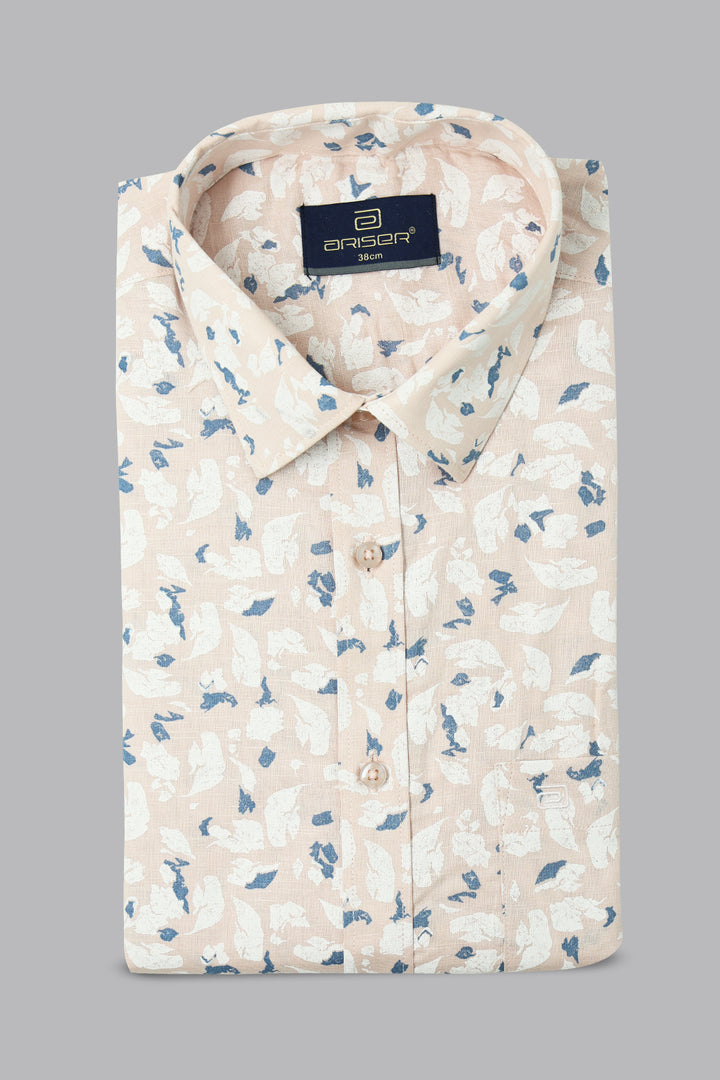 Floral patterned shirt on a gray background