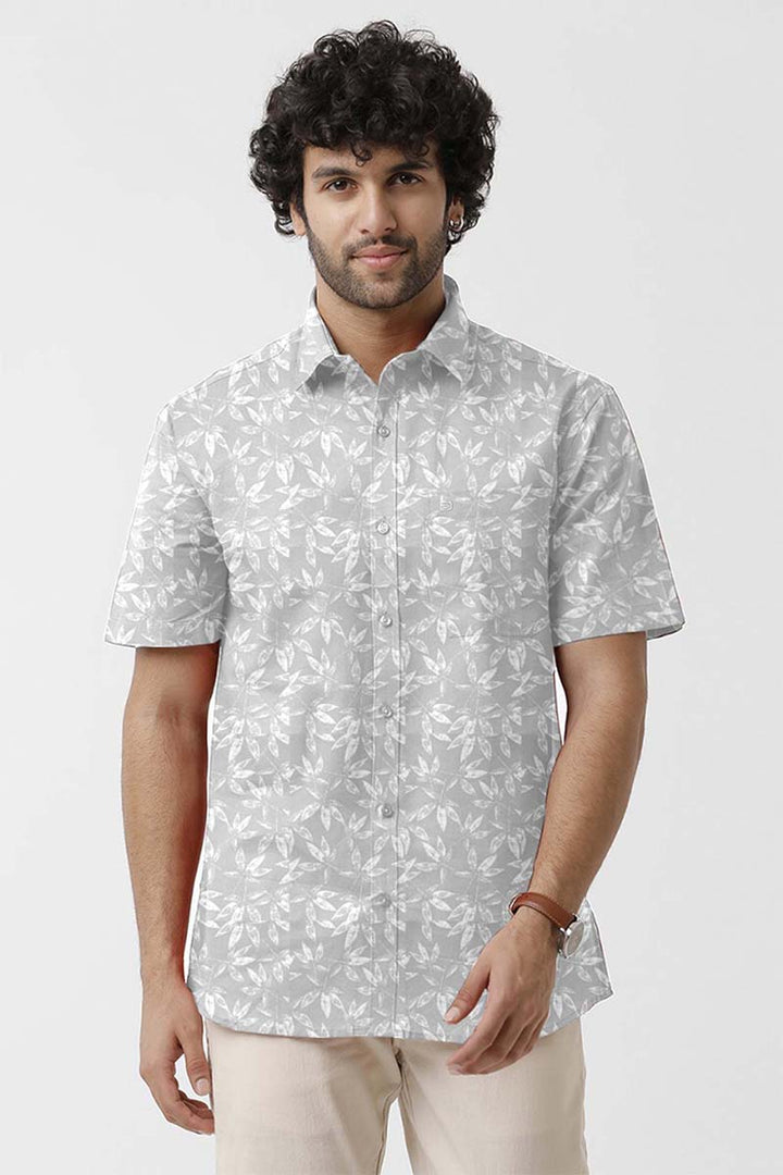 Vudu - Light Gray With White Printed Shirts For Men | Ariser