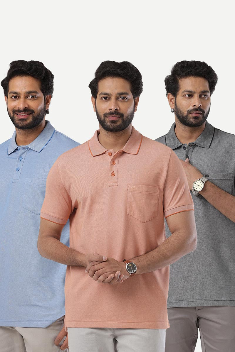 Golf Polo - Collar T-Shirts Pack Of 3 Combo For Men | Ariser