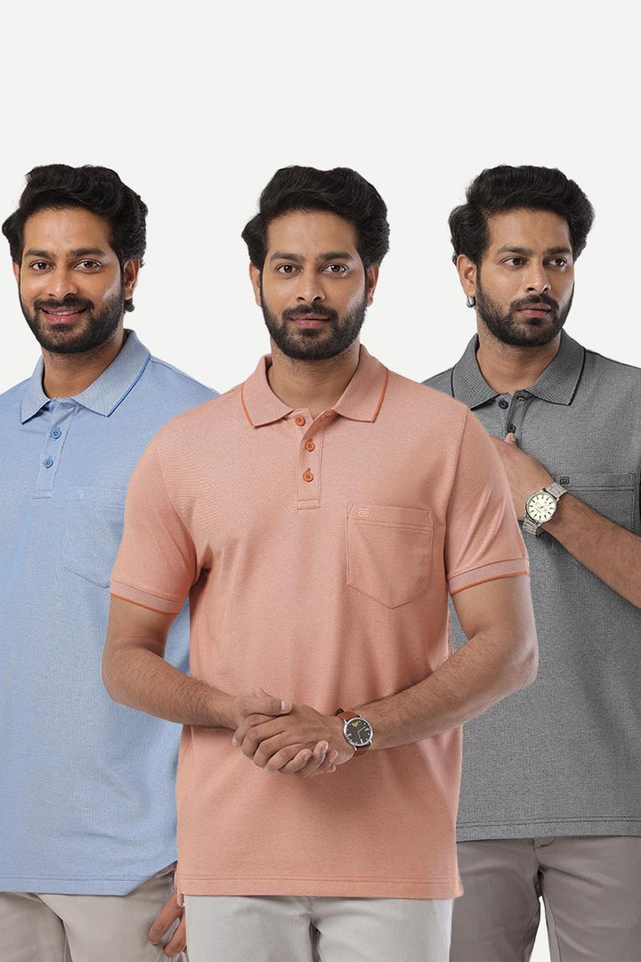 Golf Polo - Collar T-Shirts Pack Of 3 Combo For Men | Ariser