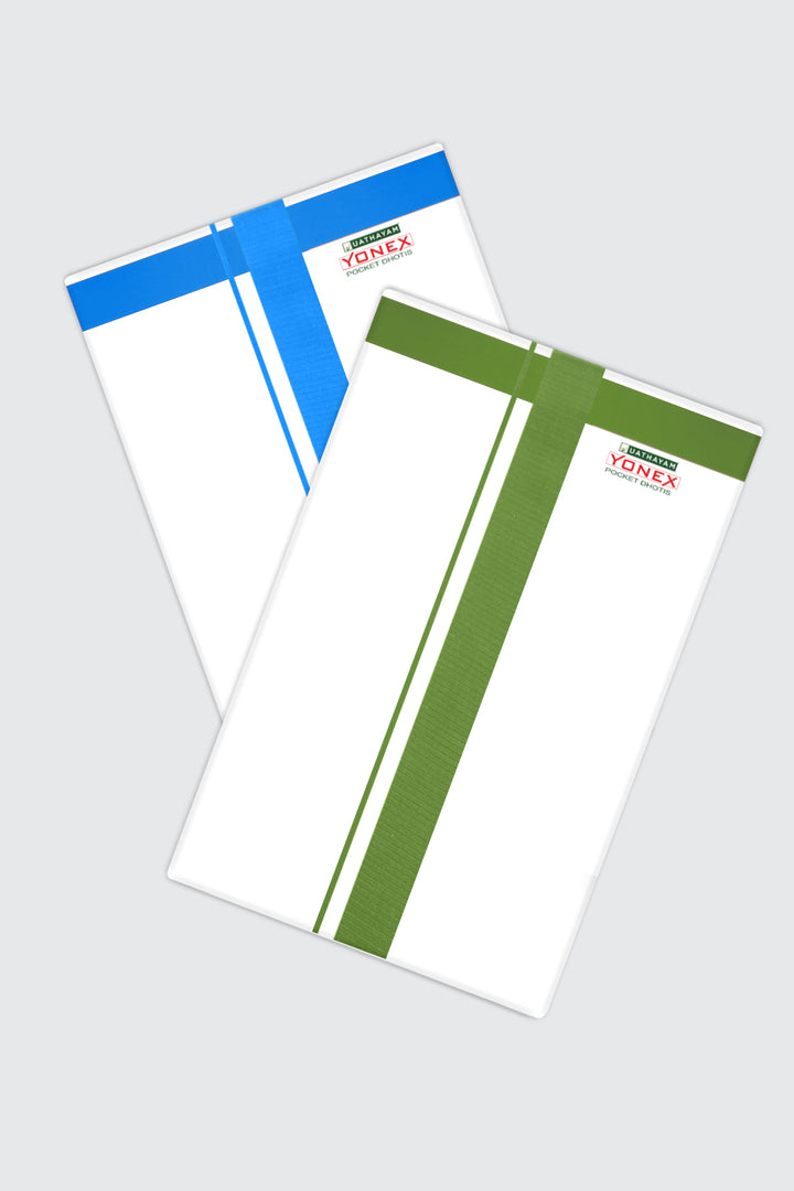 Thai Thirunal - Single Adjustable Assorted Border Dhoti 2 in 1 Combo For Men | Uathayam