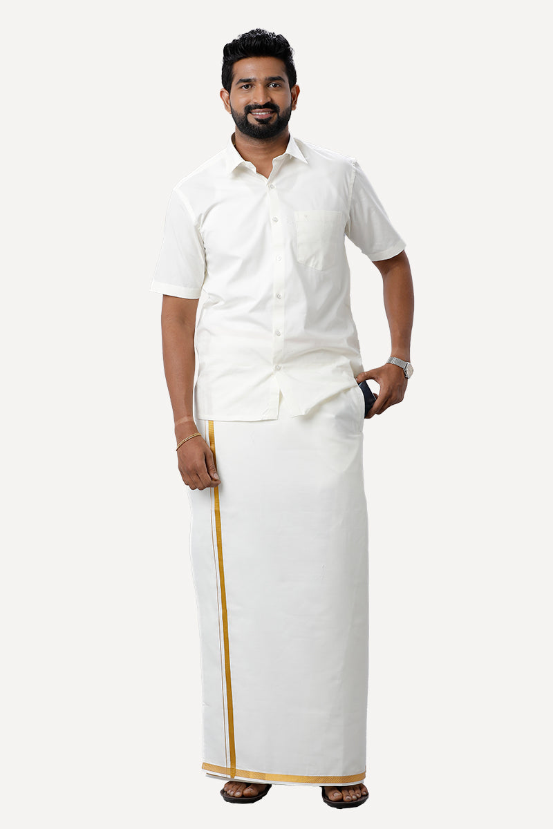 man wearing white shirt and dhoti