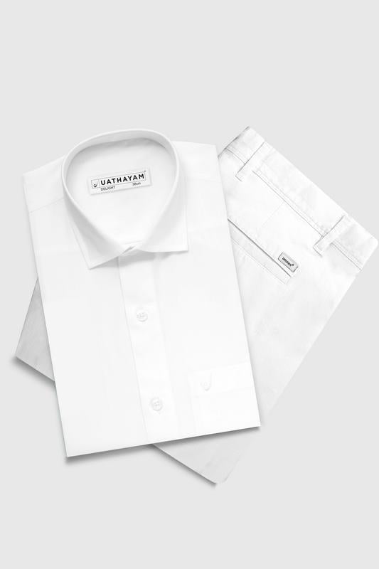 Delight + Kansas - White Shirt with White Trouser Combo For Men | Uathayam