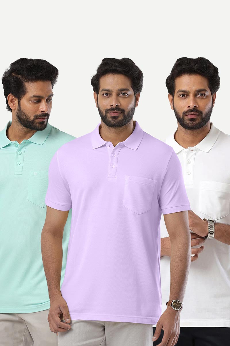 Golf Polo - Collar T-Shirts Pack Of 3 Combo For Men | Ariser