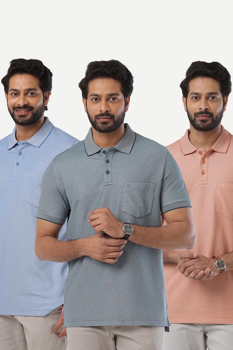 Golf Polo - Collar T-Shirts Pack Of 3 Combo For Men | Ariser