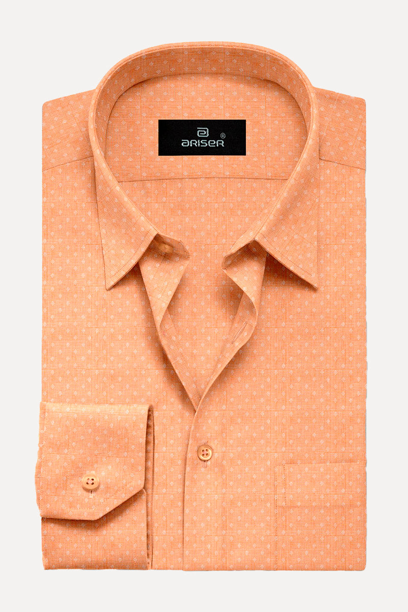 Light Orange Plain Base Dobby Printed Slim Fit Shirts - OR17510 – Uathayam