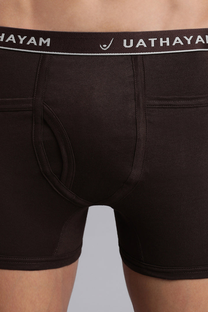 Men outer elastic trunks chocolate brown Uathayam